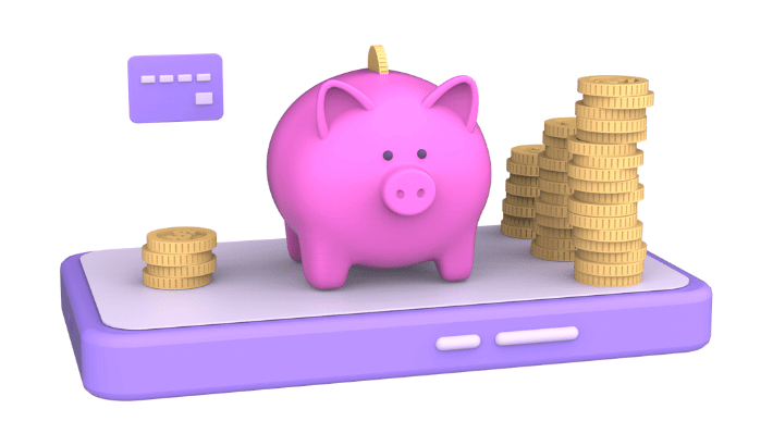 子豚の貯金箱とクレジットカード